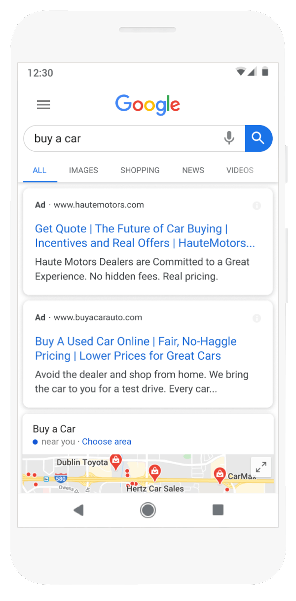 Example of google lead form ad extension