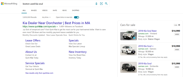 Bing Automotive Ads