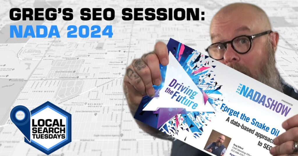Greg Gifford holding a NADASHOW flyer.