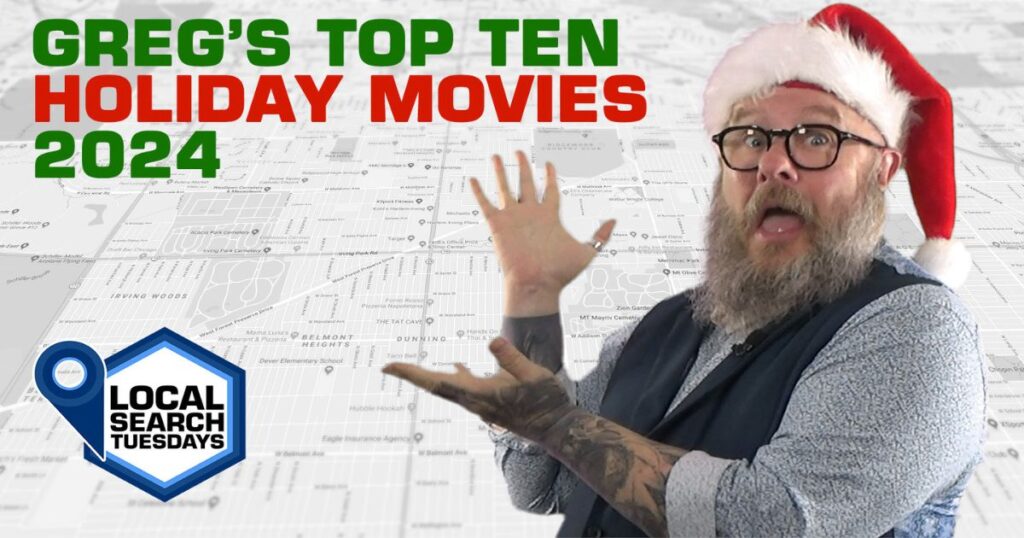 Greg Gifford wearing a Santa hat with a surprised look on his face, and his hands gesturing to the title of the video.